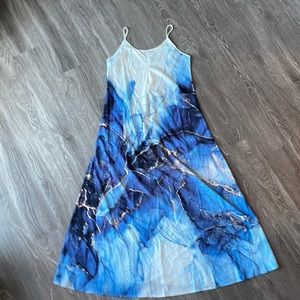 Gorgeous Blue + White Silk Slip Dress